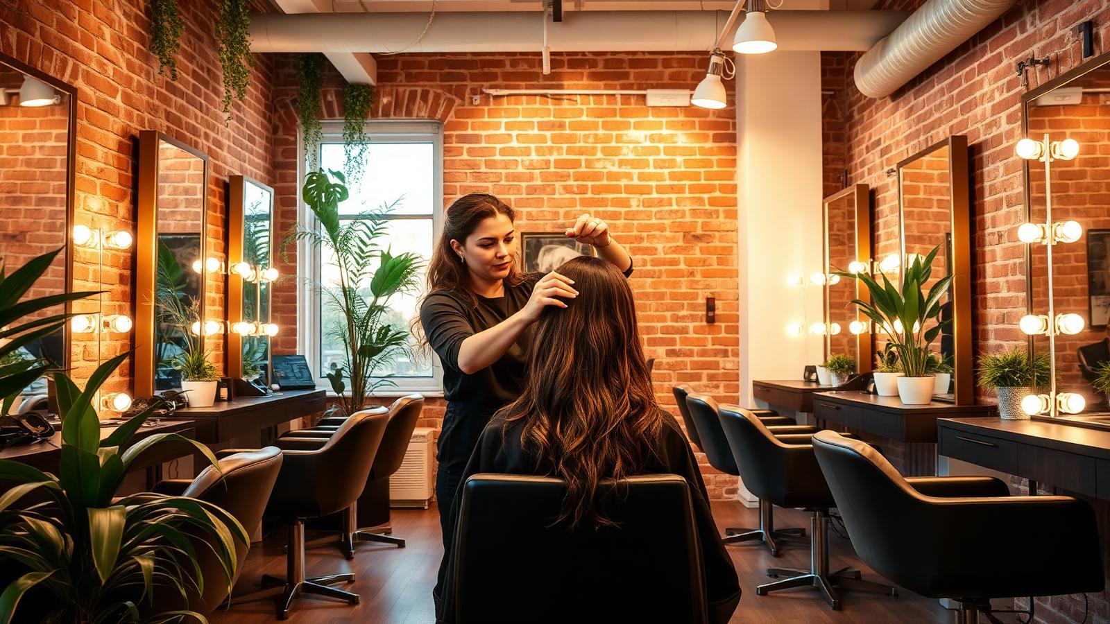 Stylist working with a client inside a modern London hair salon